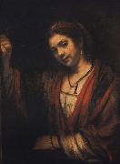 REMBRANDT Harmenszoon van Rijn, Woman at an open Door (mk33)